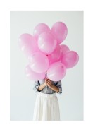 Woman Holding Pink Balloons | Stwórz własny plakat